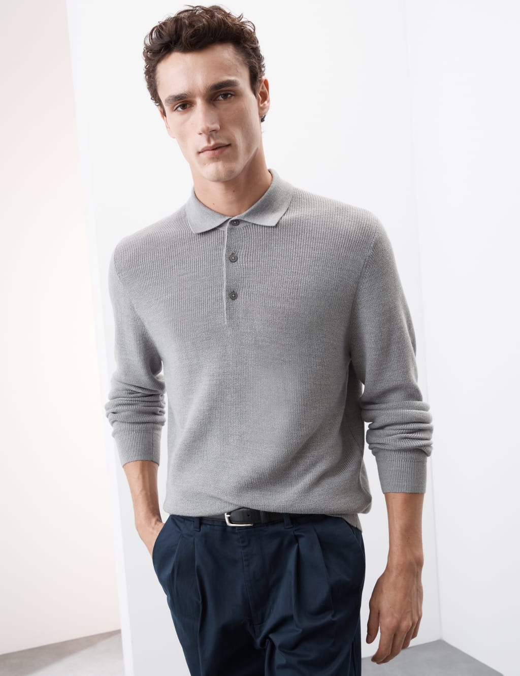 M&s mens knitted polo hotsell