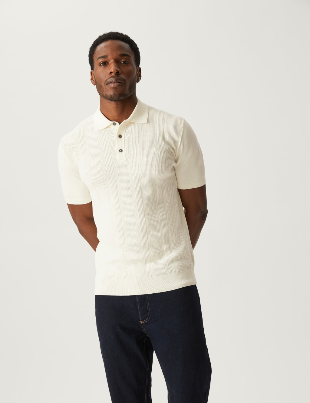 Cotton Rich Textured Knitted Polo Shirt 3 of 5