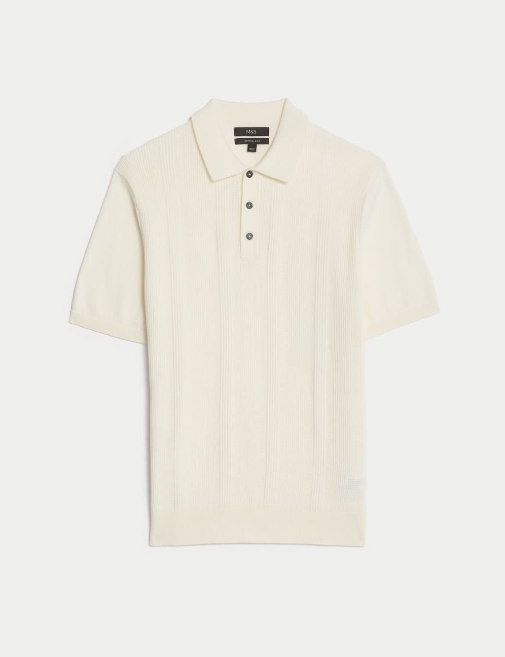 Cotton Rich Textured Knitted Polo Shirt 2 of 5