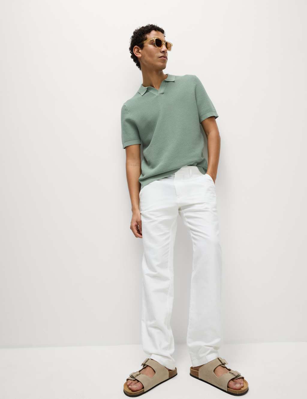 Pure Cotton Open Neck Knitted Polo Shirt 1 of 5