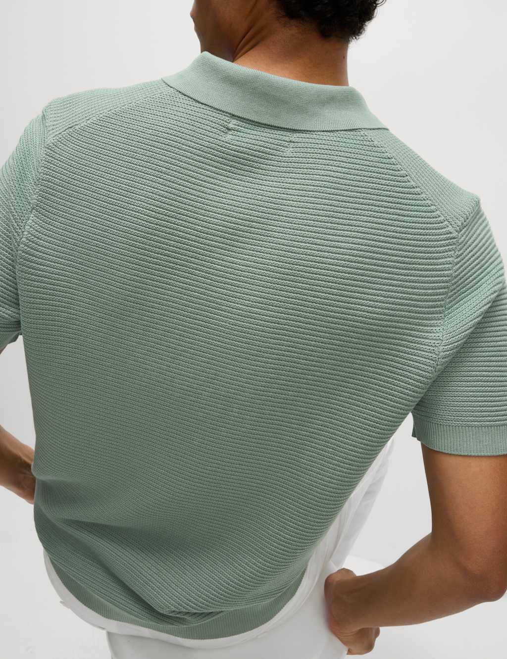 Pure Cotton Open Neck Knitted Polo Shirt 3 of 5