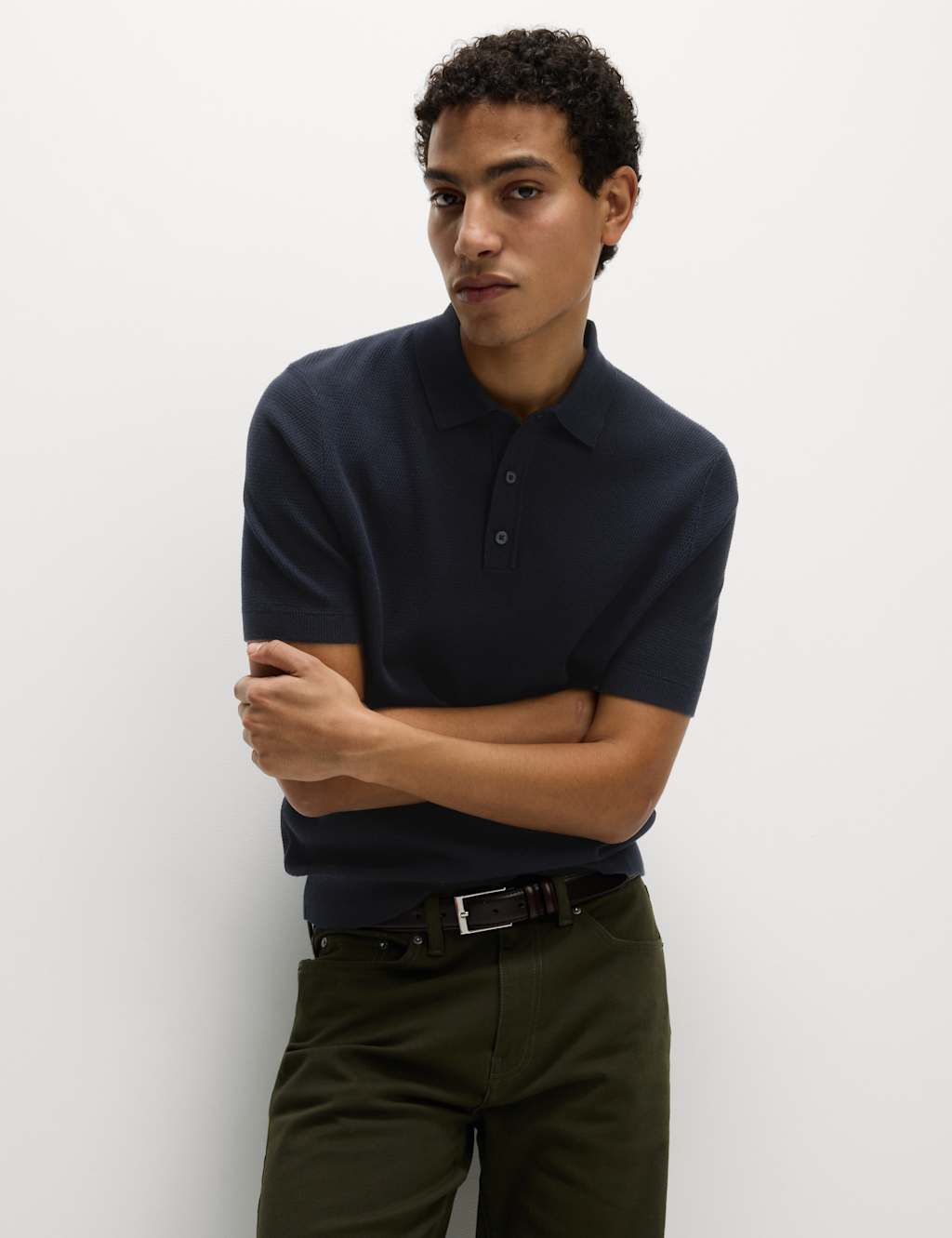 Cotton Rich Textured Knitted Polo Shirt 4 of 6