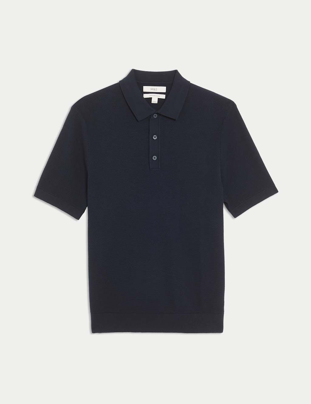 Cotton Rich Textured Knitted Polo Shirt 2 of 6