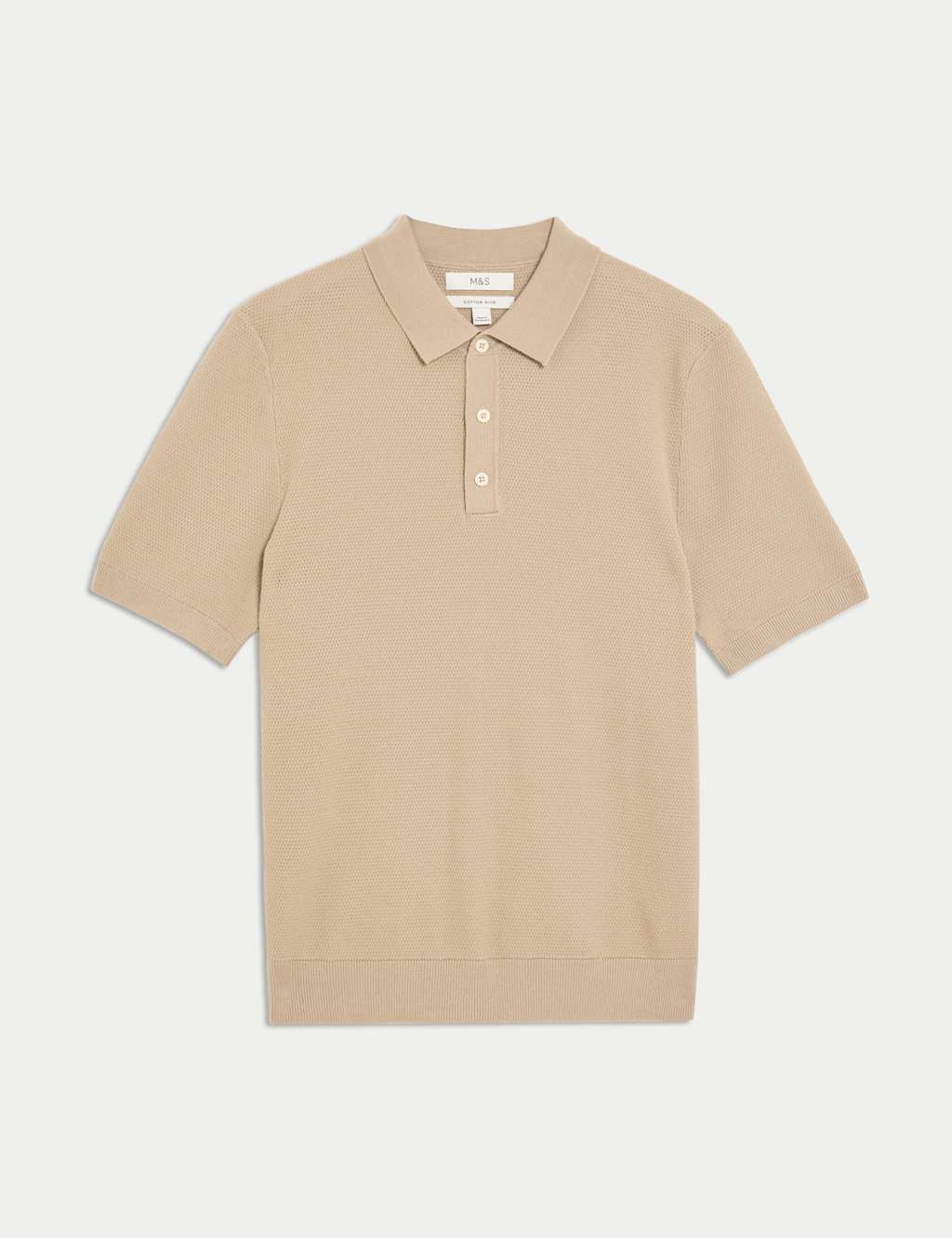 Cotton Rich Textured Knitted Polo Shirt 2 of 6
