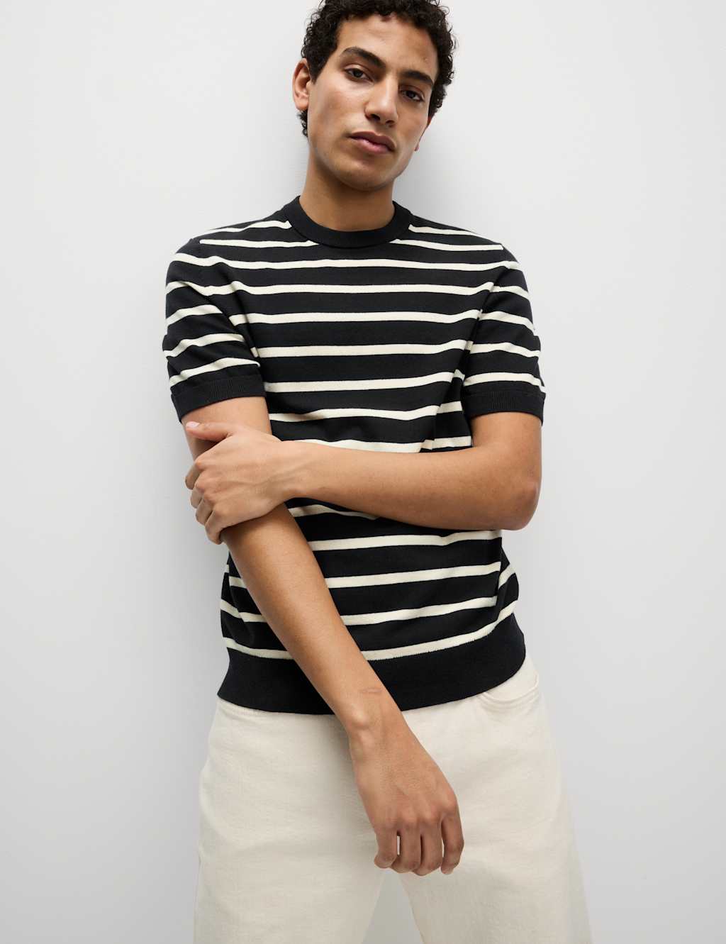 Cotton Rich Striped Knitted T-Shirt 3 of 6