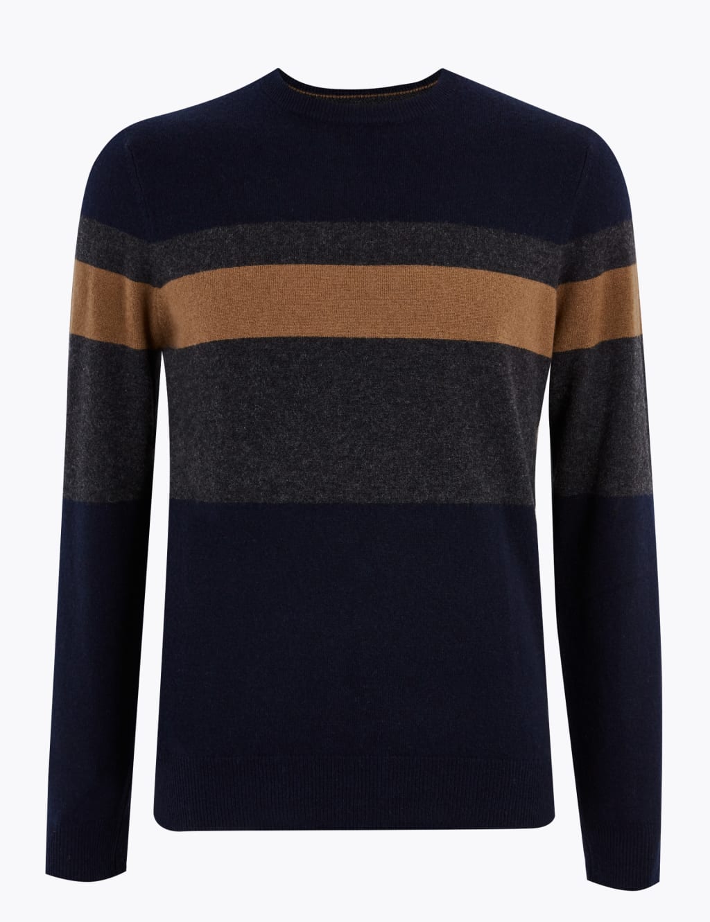 Pure Cashmere Striped Crew Neck Jumper 2 of 5