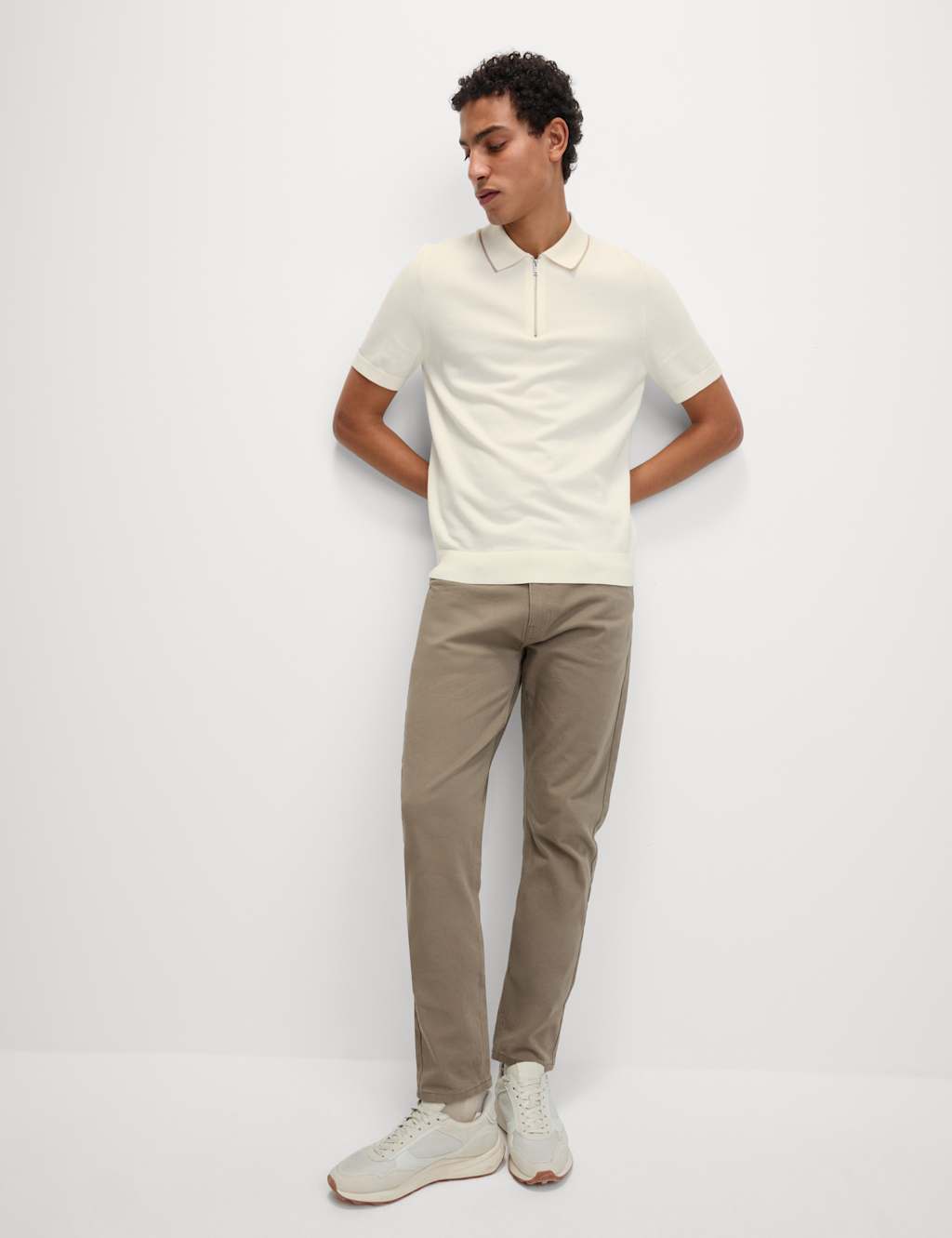 Cotton Rich Half Zip Knitted Polo Shirt 3 of 5