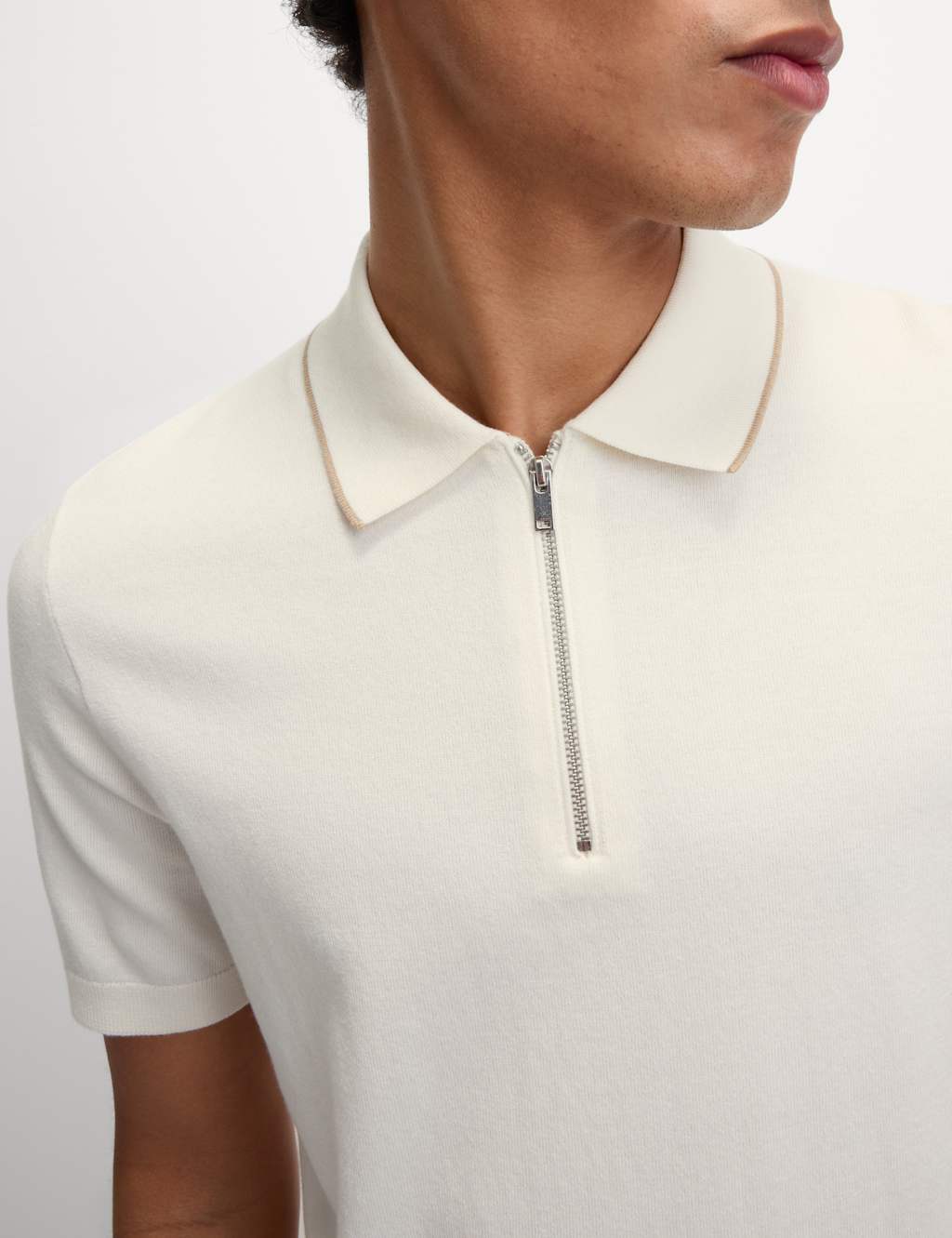 Cotton Rich Half Zip Knitted Polo Shirt 4 of 5