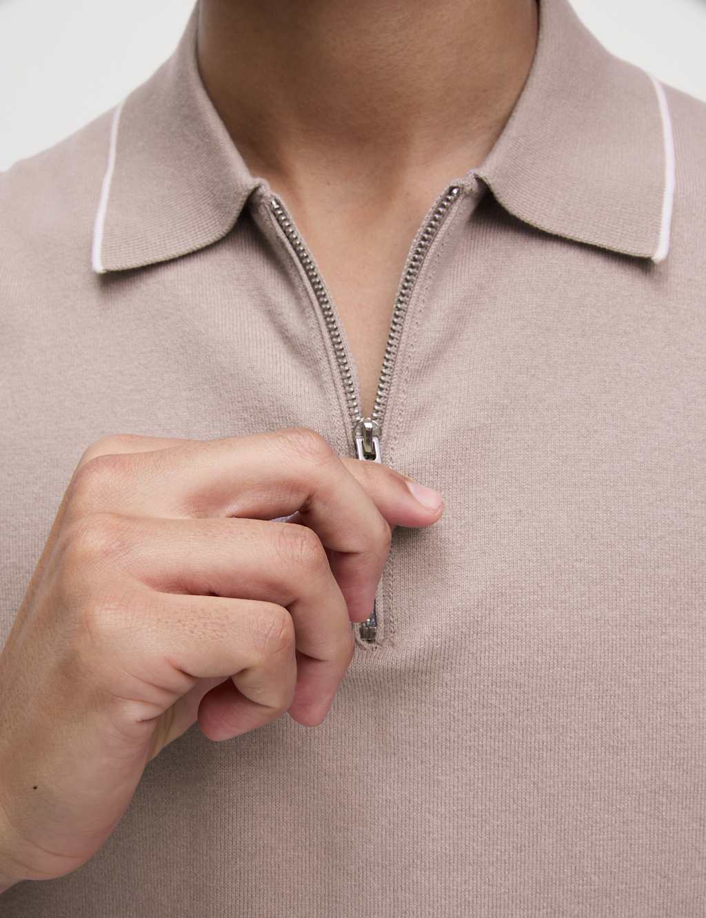 Cotton Rich Half Zip Knitted Polo Shirt 4 of 6