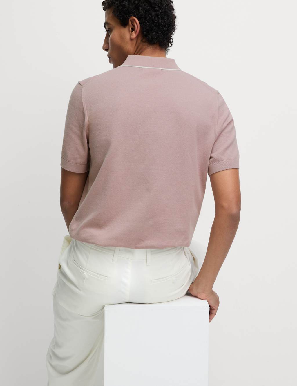 Cotton Rich Half Zip Knitted Polo Shirt 6 of 6