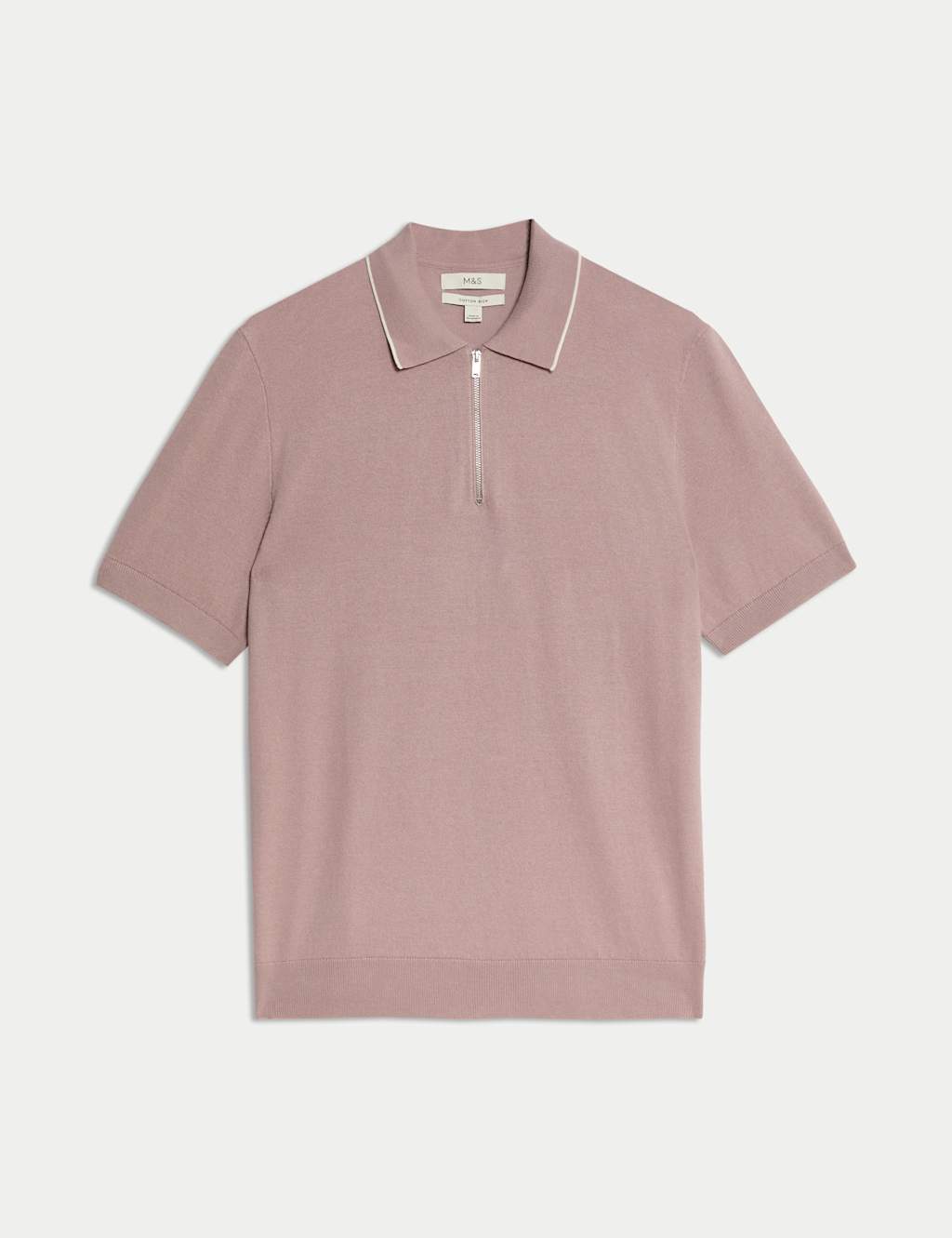 Cotton Rich Half Zip Knitted Polo Shirt 2 of 6