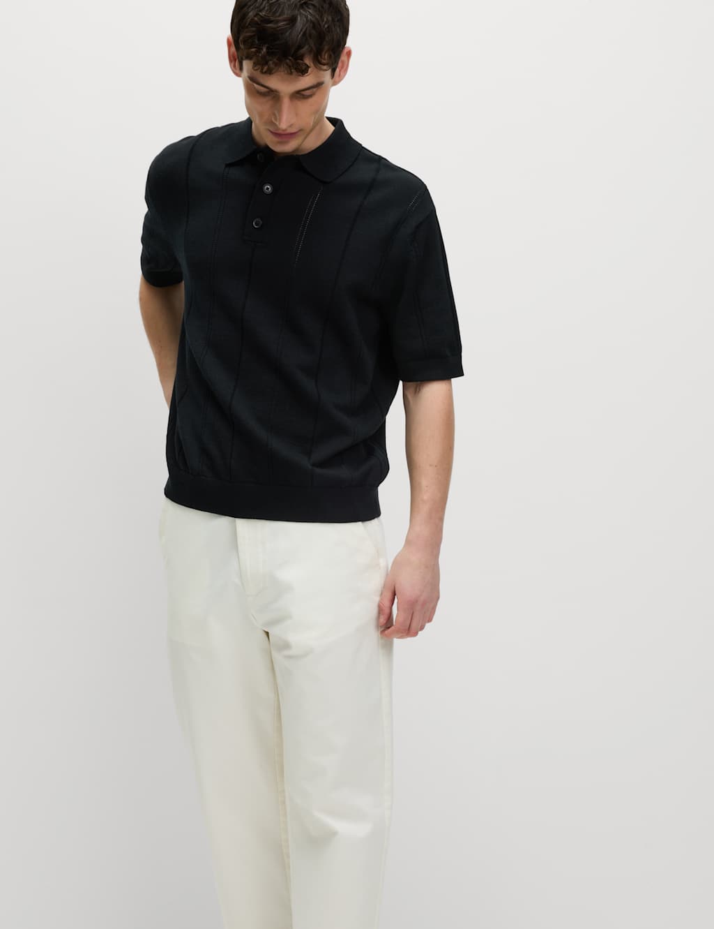Pure Cotton Textured Knitted Polo Shirt 6 of 6