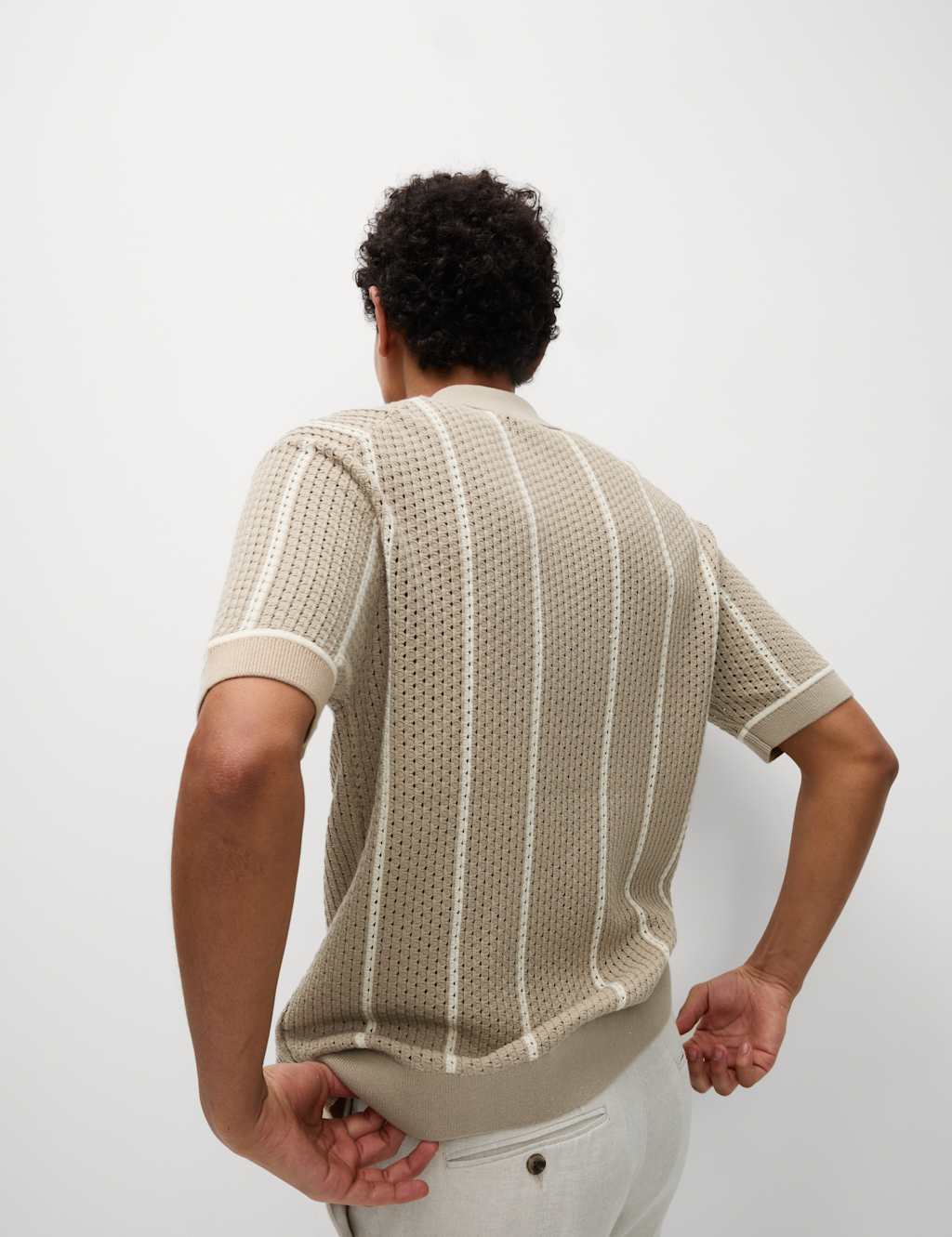 Pure Cotton Striped Knitted Polo Shirt 5 of 5