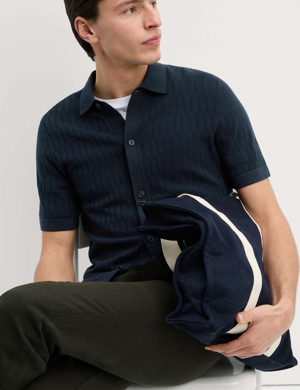 Cotton Rich Textured Knitted Polo Shirt 7 of 7