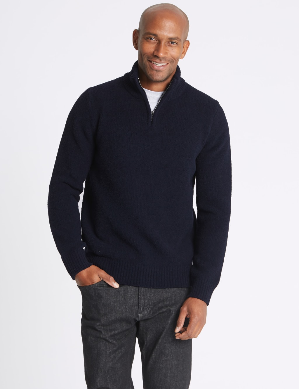 Mens chenille half zip jumper outlet