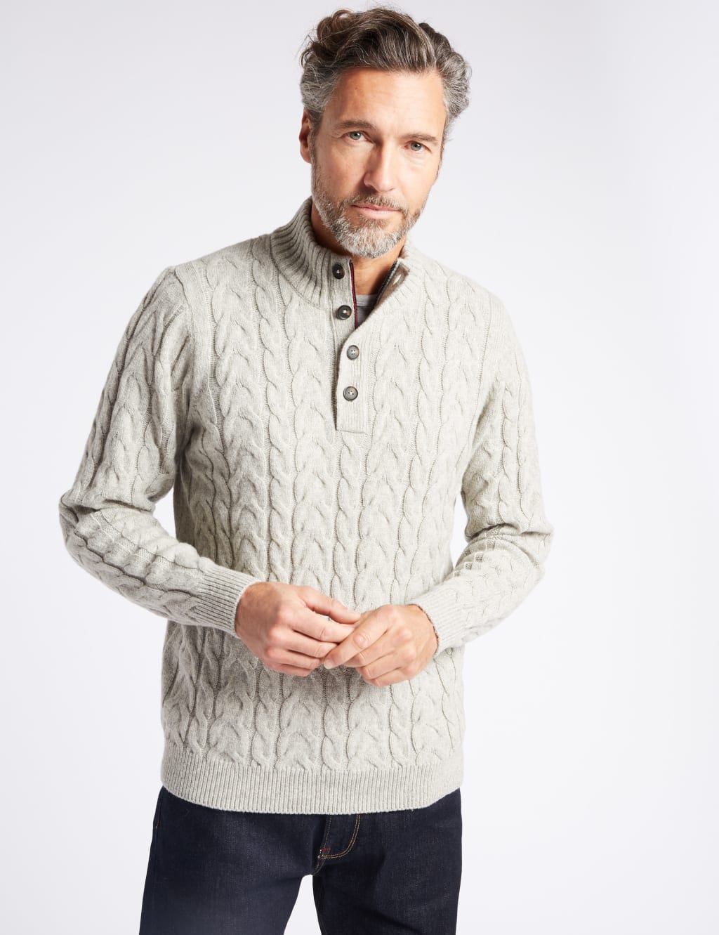Wool Blend Textured Jumper Blue Harbour M S