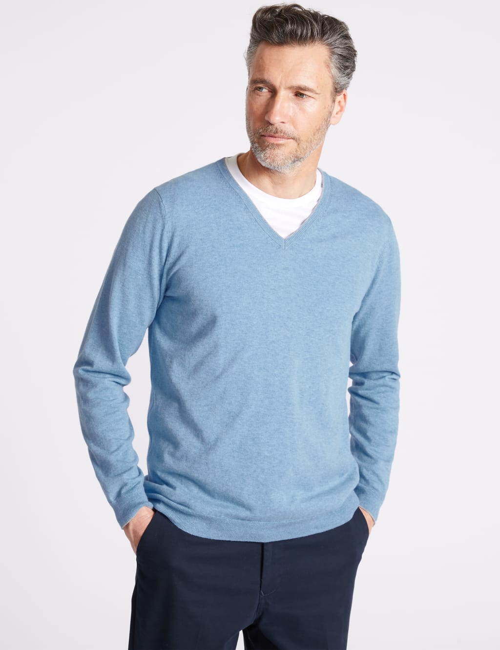 Cotton Cashmere Blend Jumper Blue Harbour M S