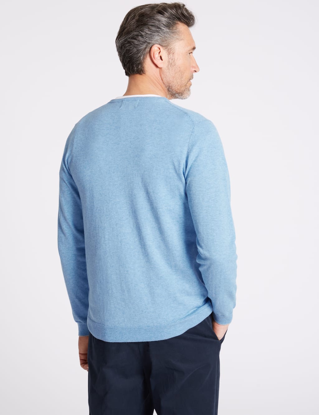 Cotton Cashmere Blend Jumper Blue Harbour M S