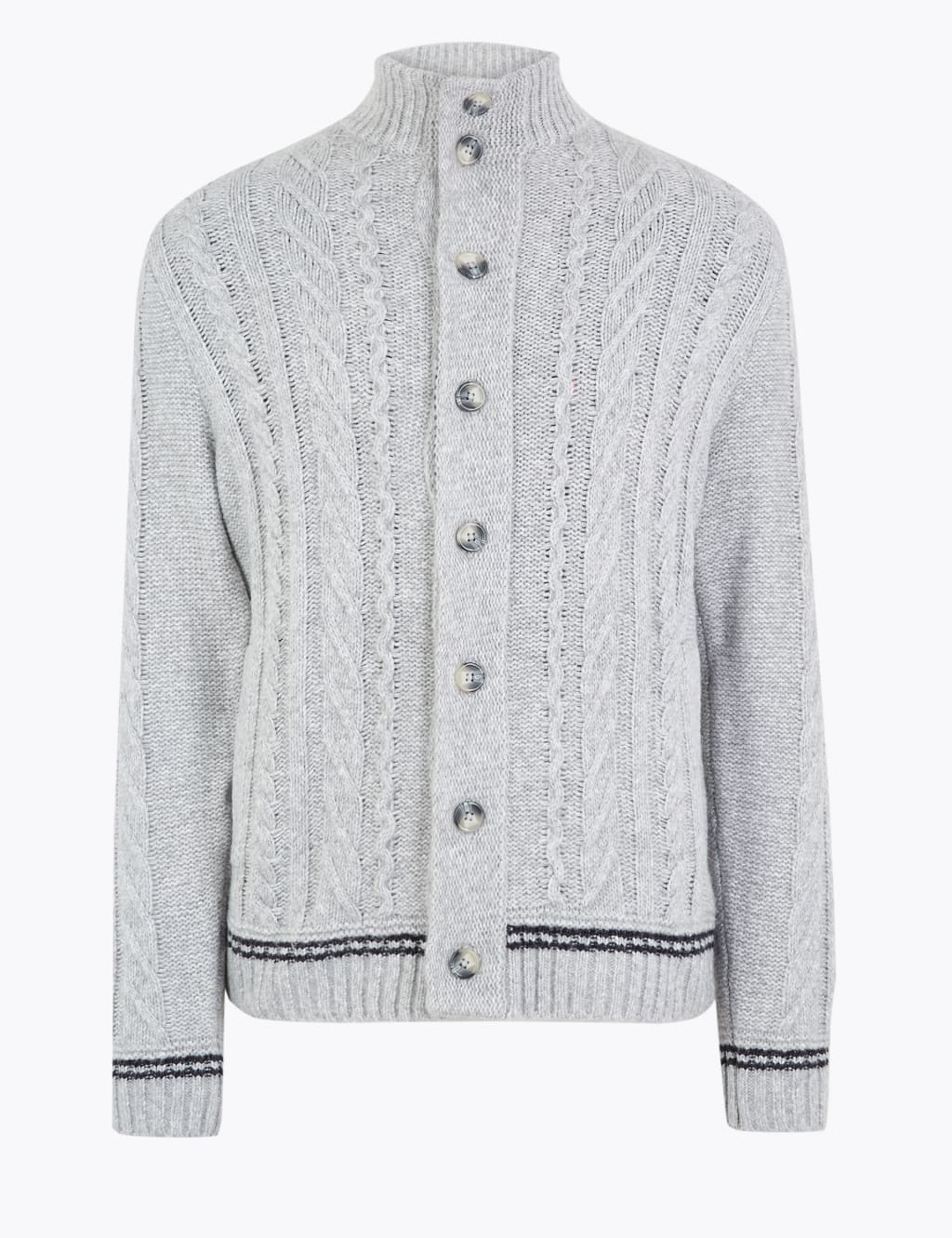 Cable Knit Cardigan with Wool 2 of 5