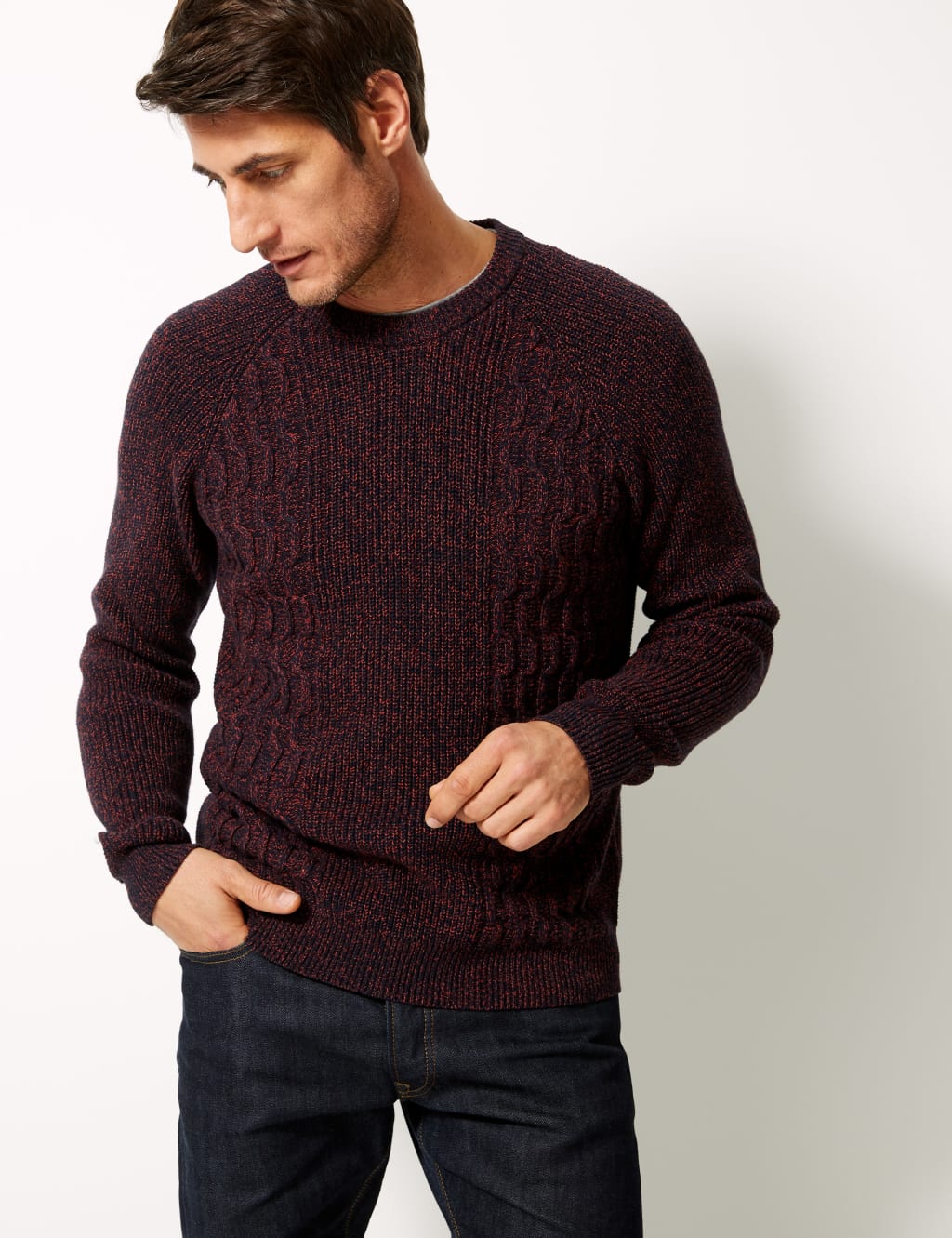 Pure Cotton Textured Jumper Blue Harbour M S
