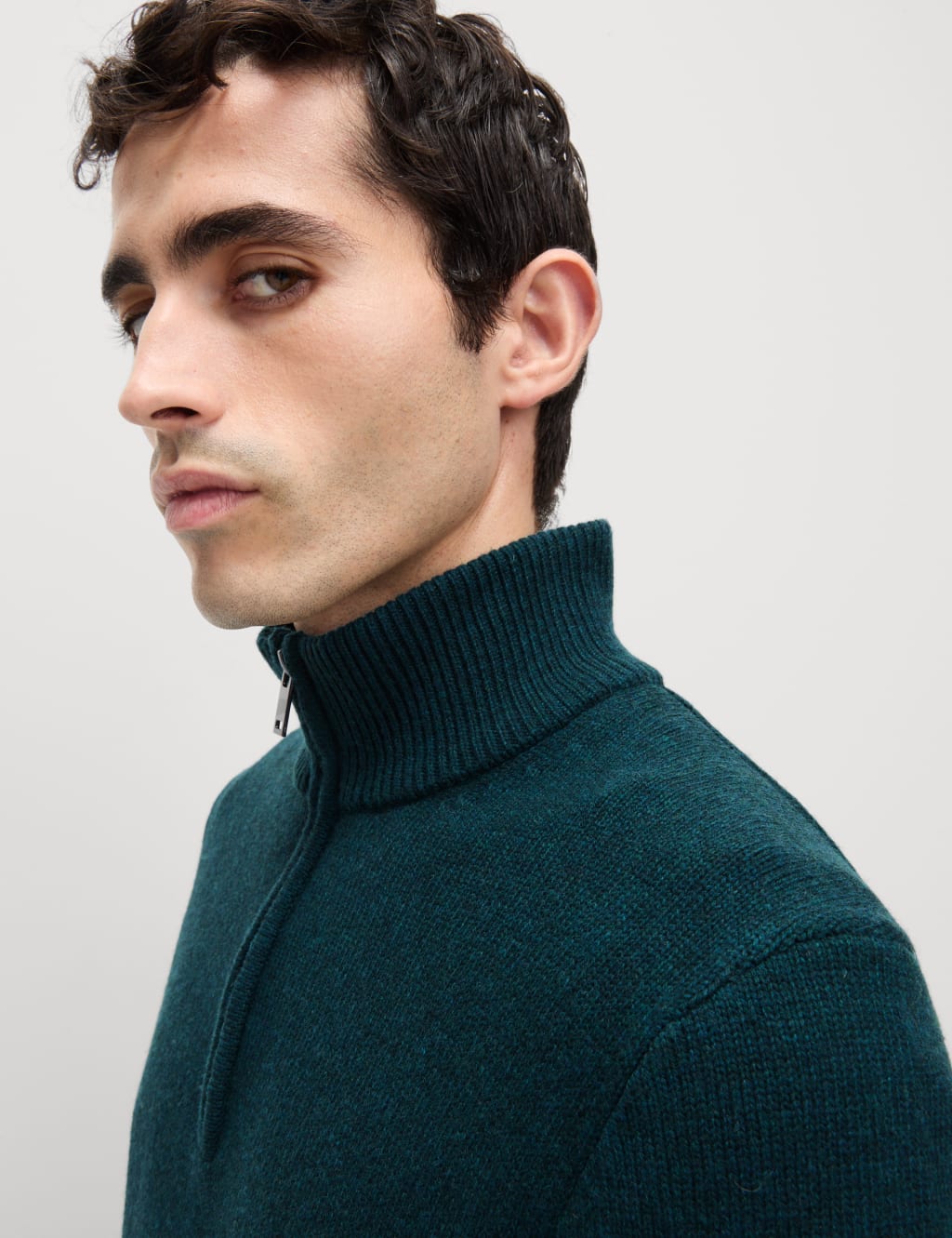 Lambswool Blend Funnel Neck Half Zip Jumper 4 of 5