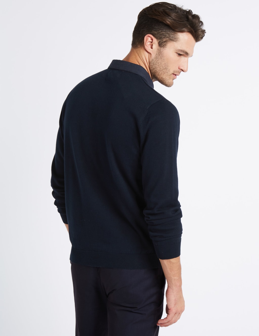 Pure Cotton Textured Mock Shirt Jumper M S Collection M S