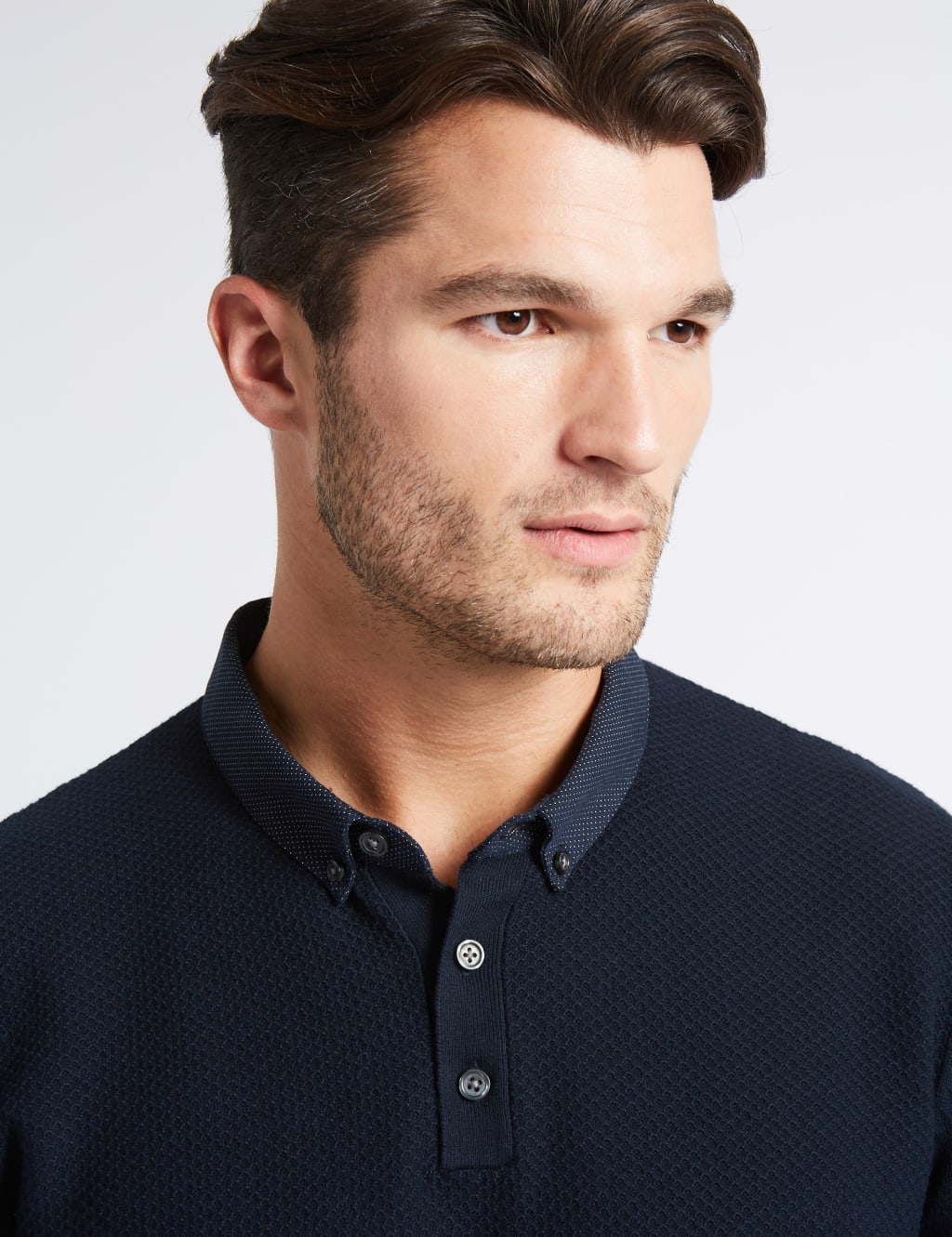 Pure Cotton Textured Mock Shirt Jumper M S Collection M S
