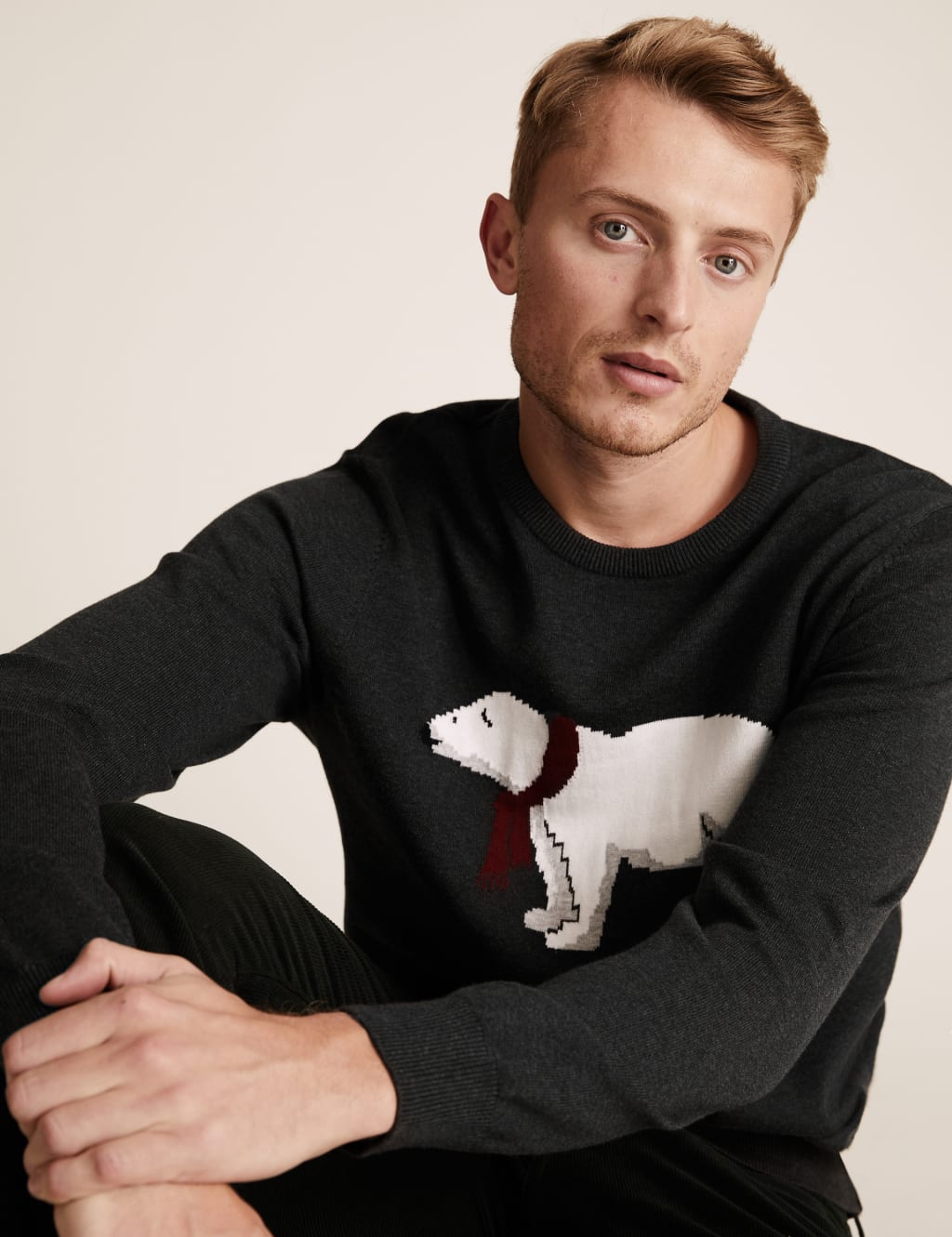 Pure Cotton Polar Bear Christmas Jumper M S Collection M S