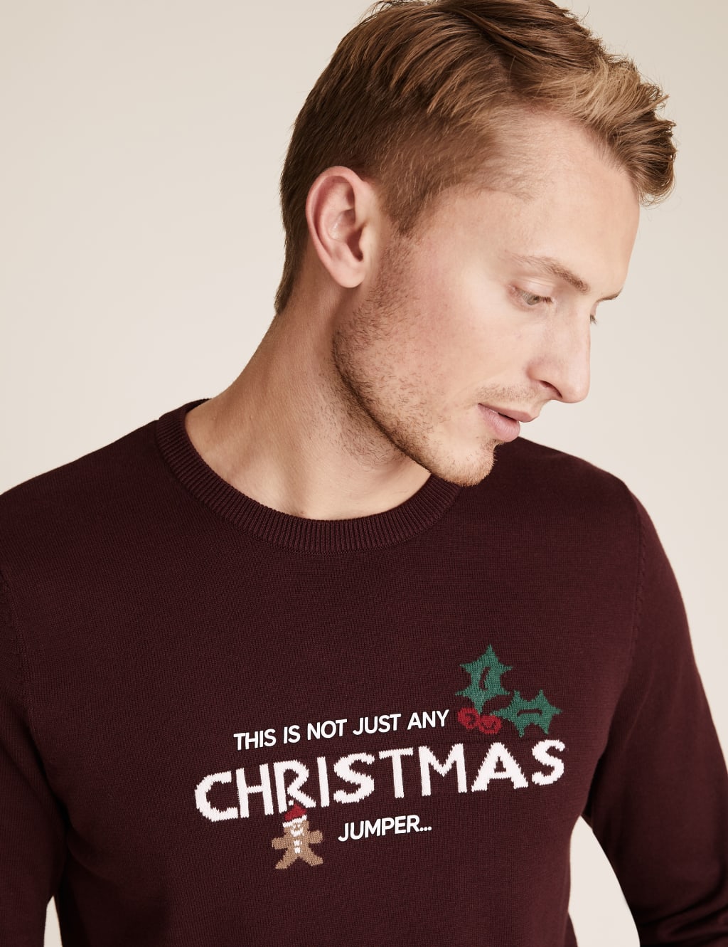 Pure Cotton Slogan Christmas Jumper M S Collection M S