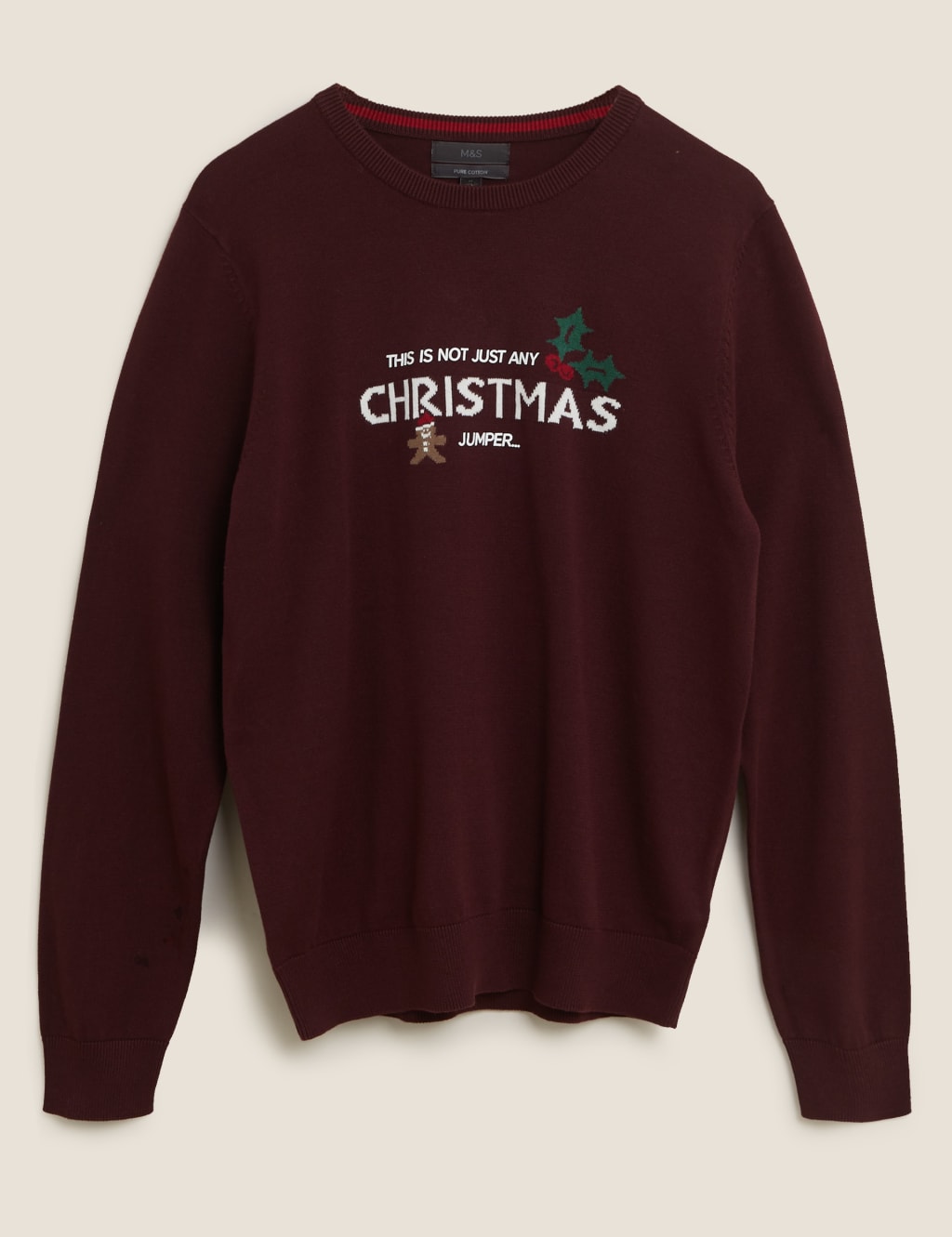 Pure Cotton Slogan Christmas Jumper M S Collection M S
