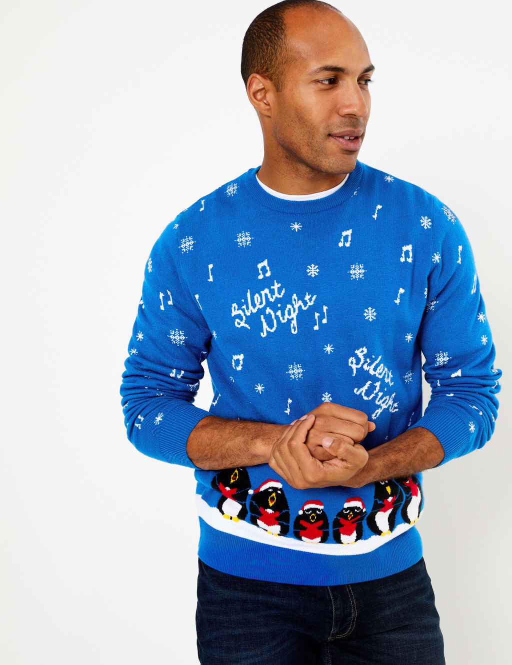 Christmas Singing Penguins Design Crew Neck Jumper 3 of 5