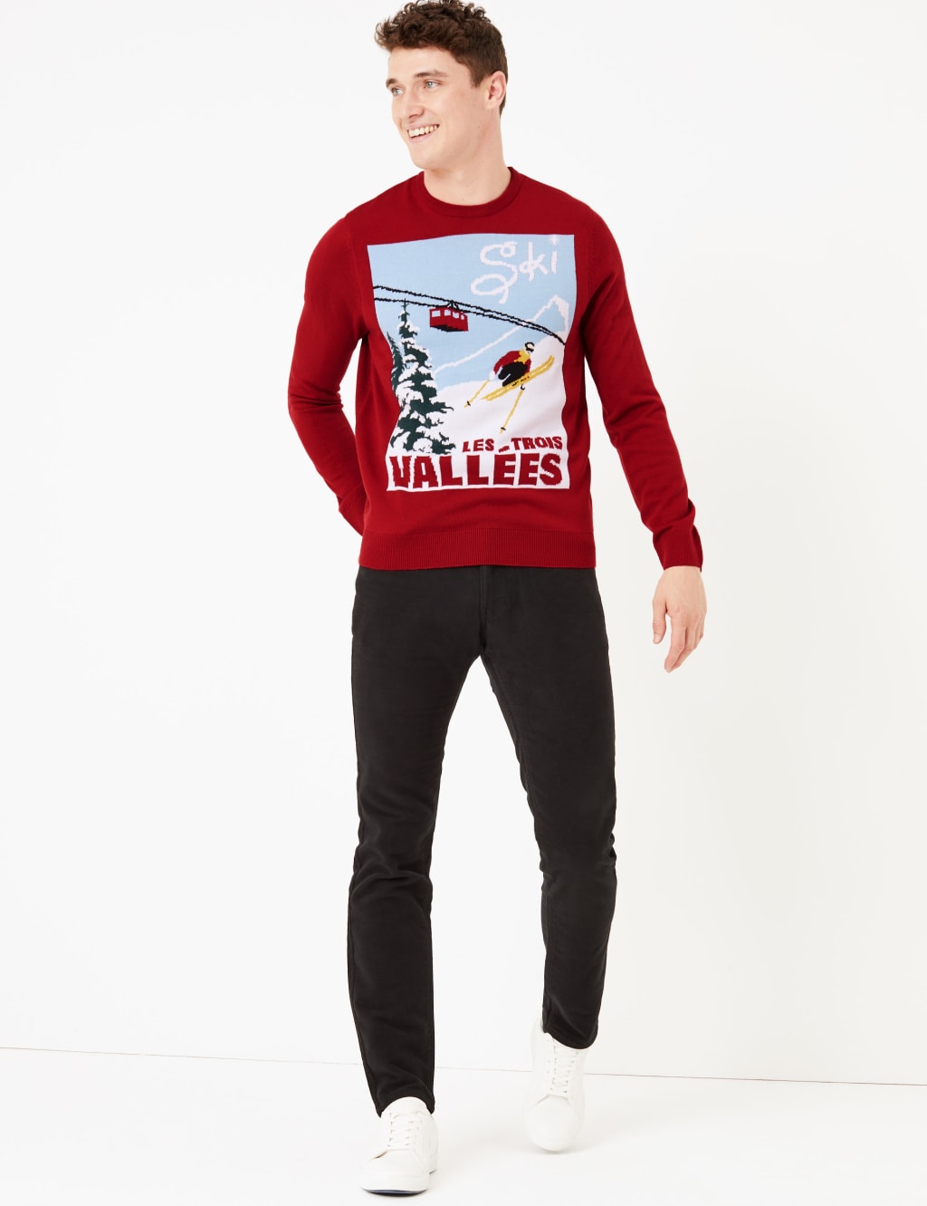 Christmas Ski Poster Design Crew Neck Jumper 1 of 4