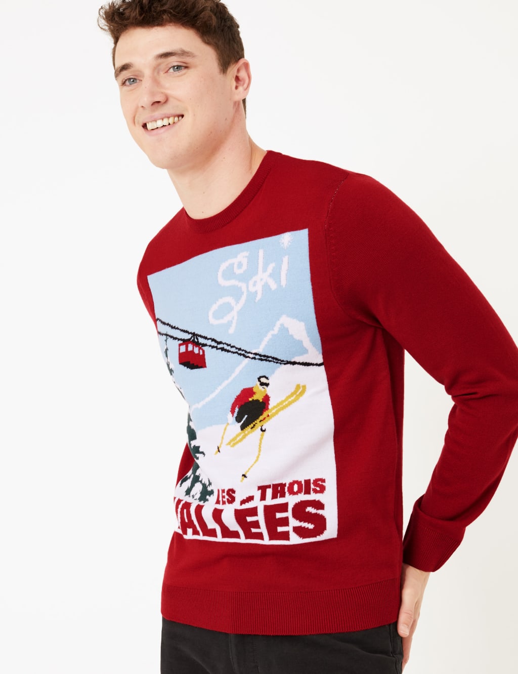 Christmas Ski Poster Design Crew Neck Jumper 3 of 4