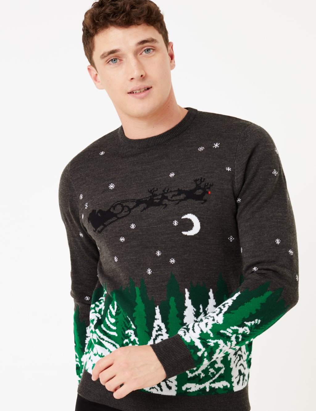 Christmas Forest & Sleigh Design Crew Neck Jumper 3 of 4
