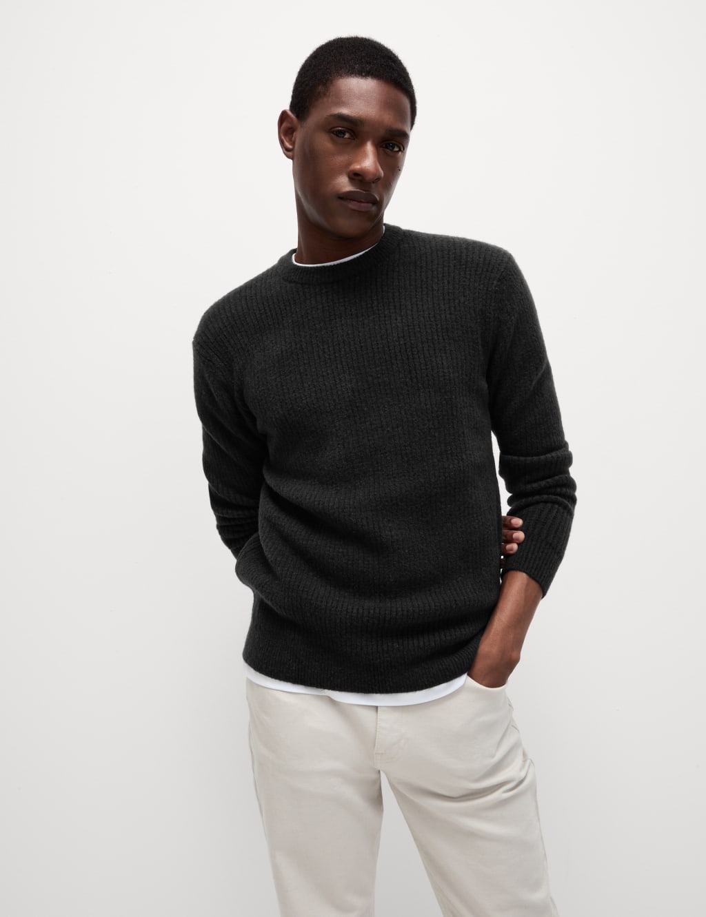 Supersoft Crew Neck Jumper with Wool M S Collection M S