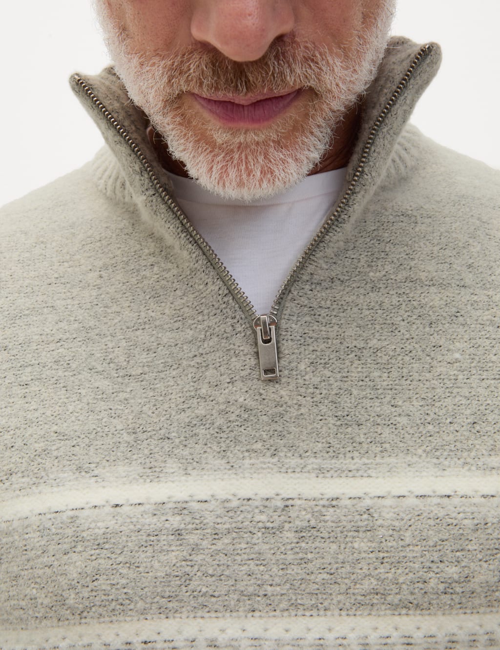 Supersoft with Wool Striped Half Zip Jumper M S Collection M S