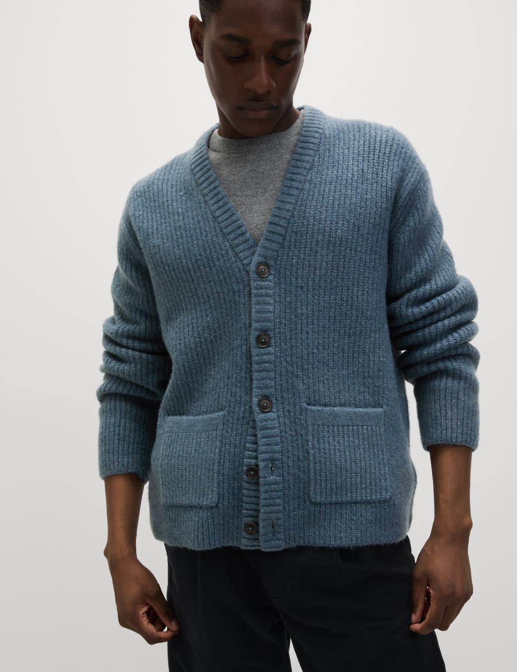 Supersoft Ribbed V-Neck Cardigan with Wool 3 of 8
