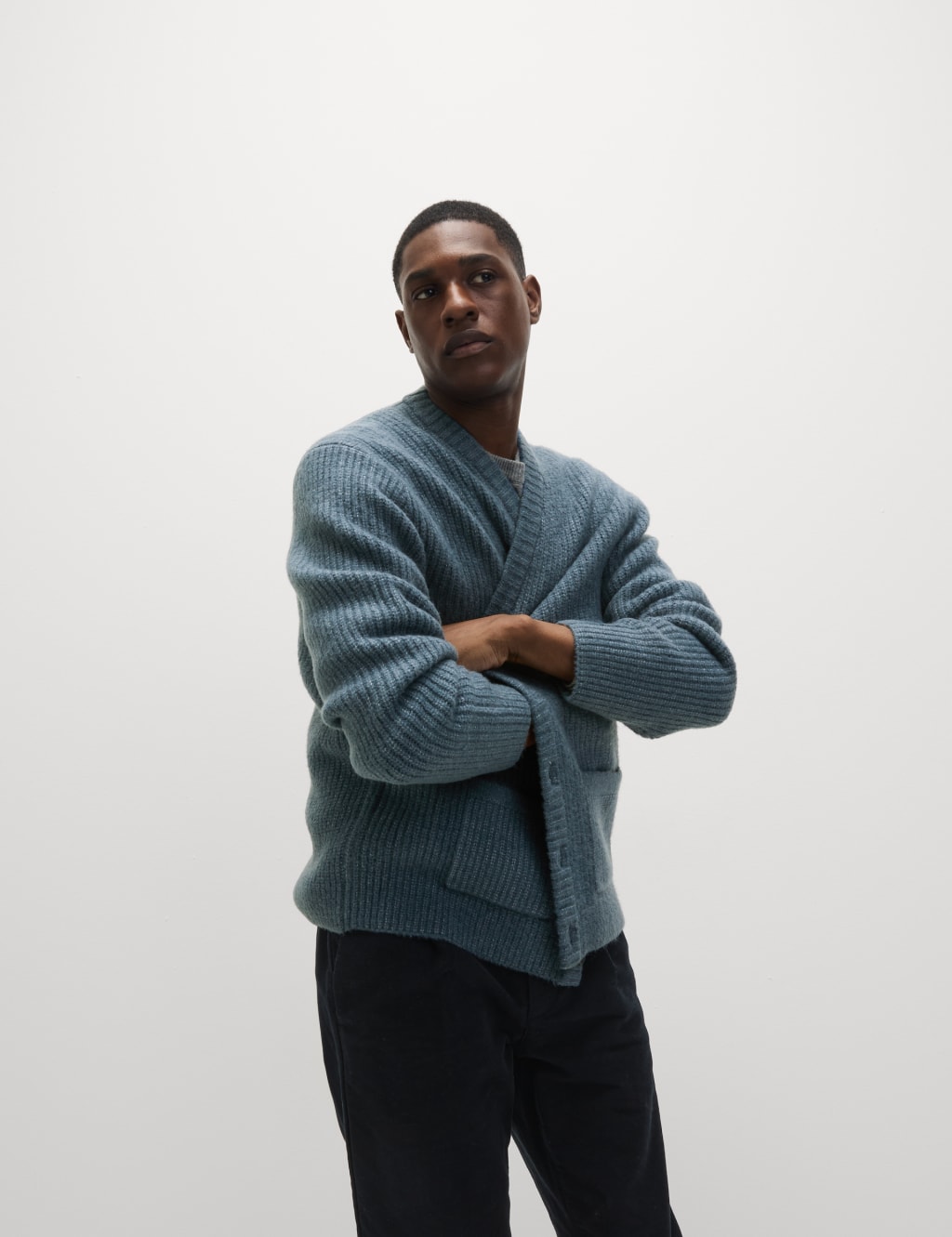 Supersoft Ribbed V-Neck Cardigan with Wool 7 of 8