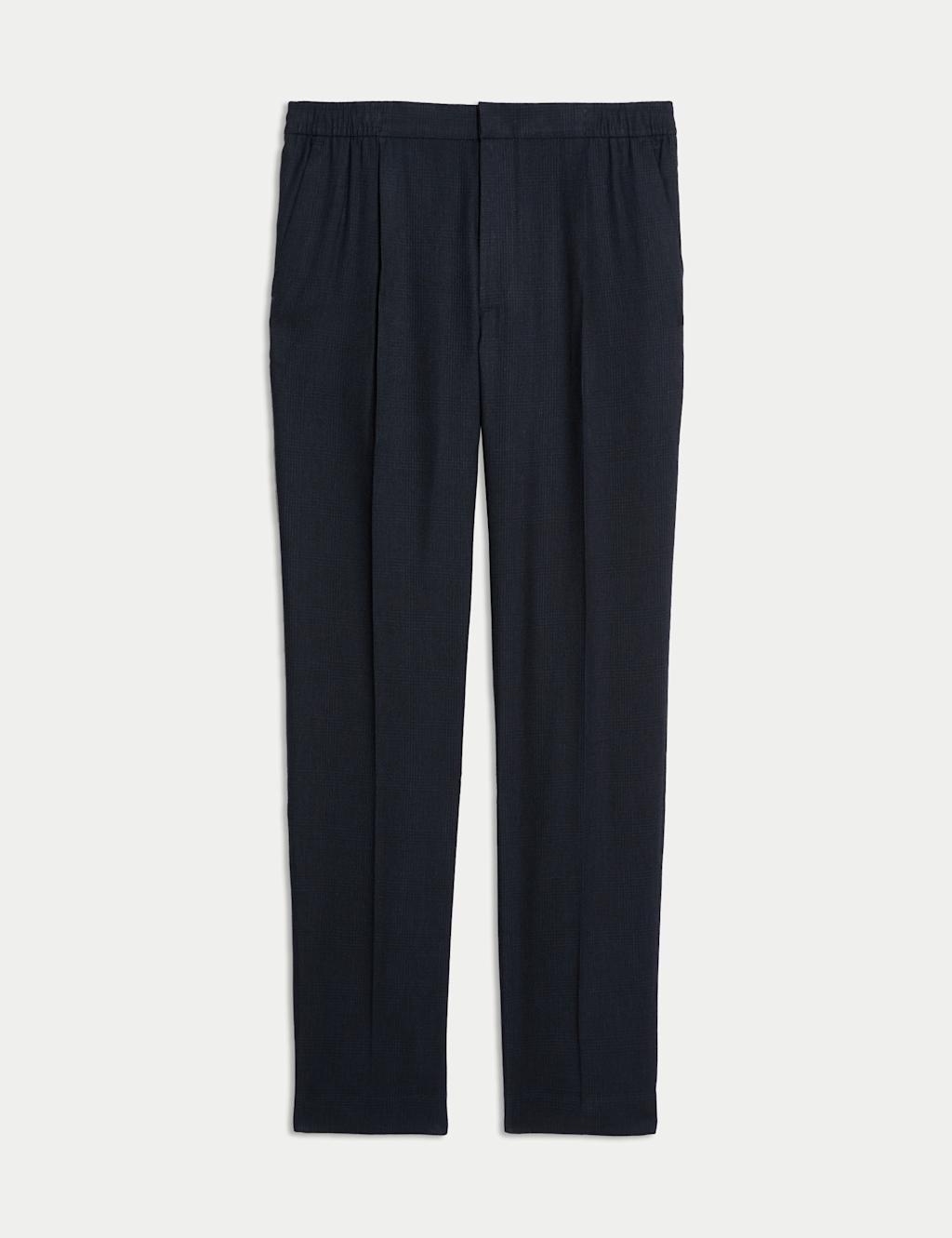 Tapered Fit Italian Linen Blend Elasticated Trousers 2 of 7