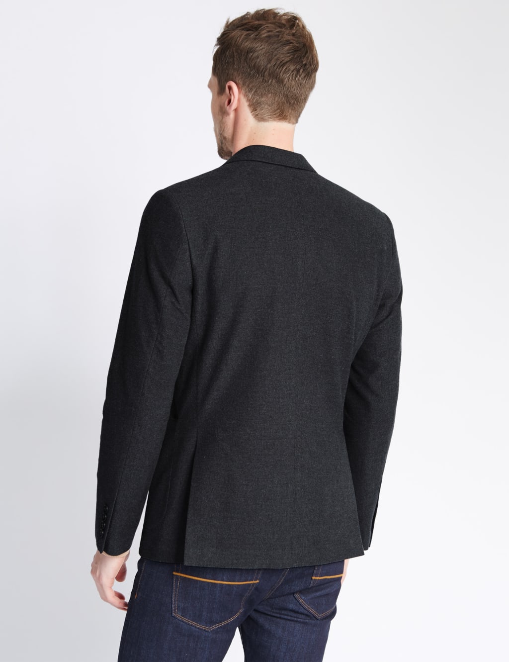 Pure Cotton Tailored Fit 2 Button Flannel Jacket 3 of 8