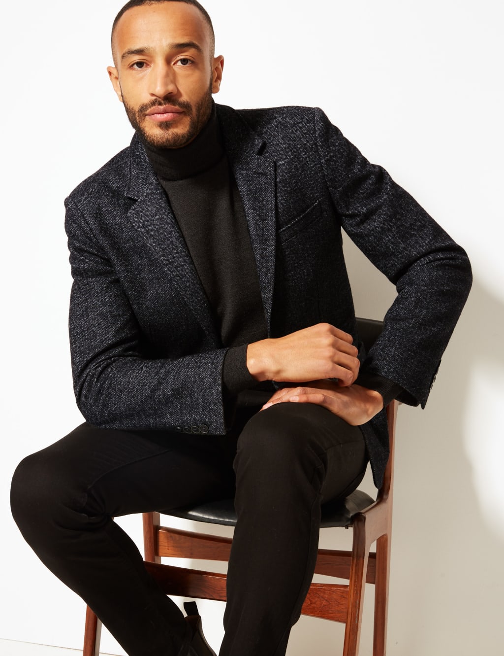 Charcoal Herringbone Tailored Fit Jacket M S Collection M S