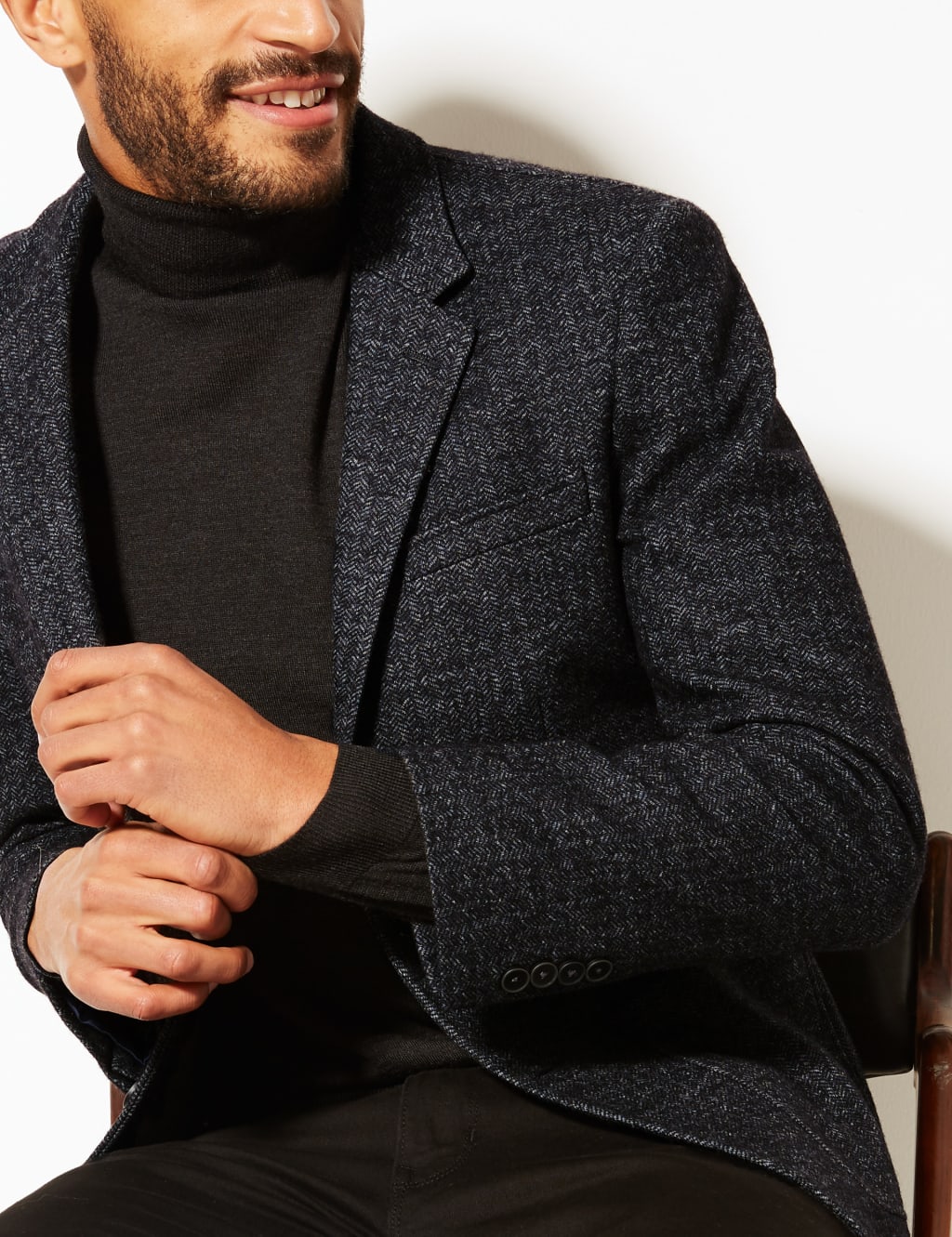 Charcoal Herringbone Tailored Fit Jacket 5 of 7