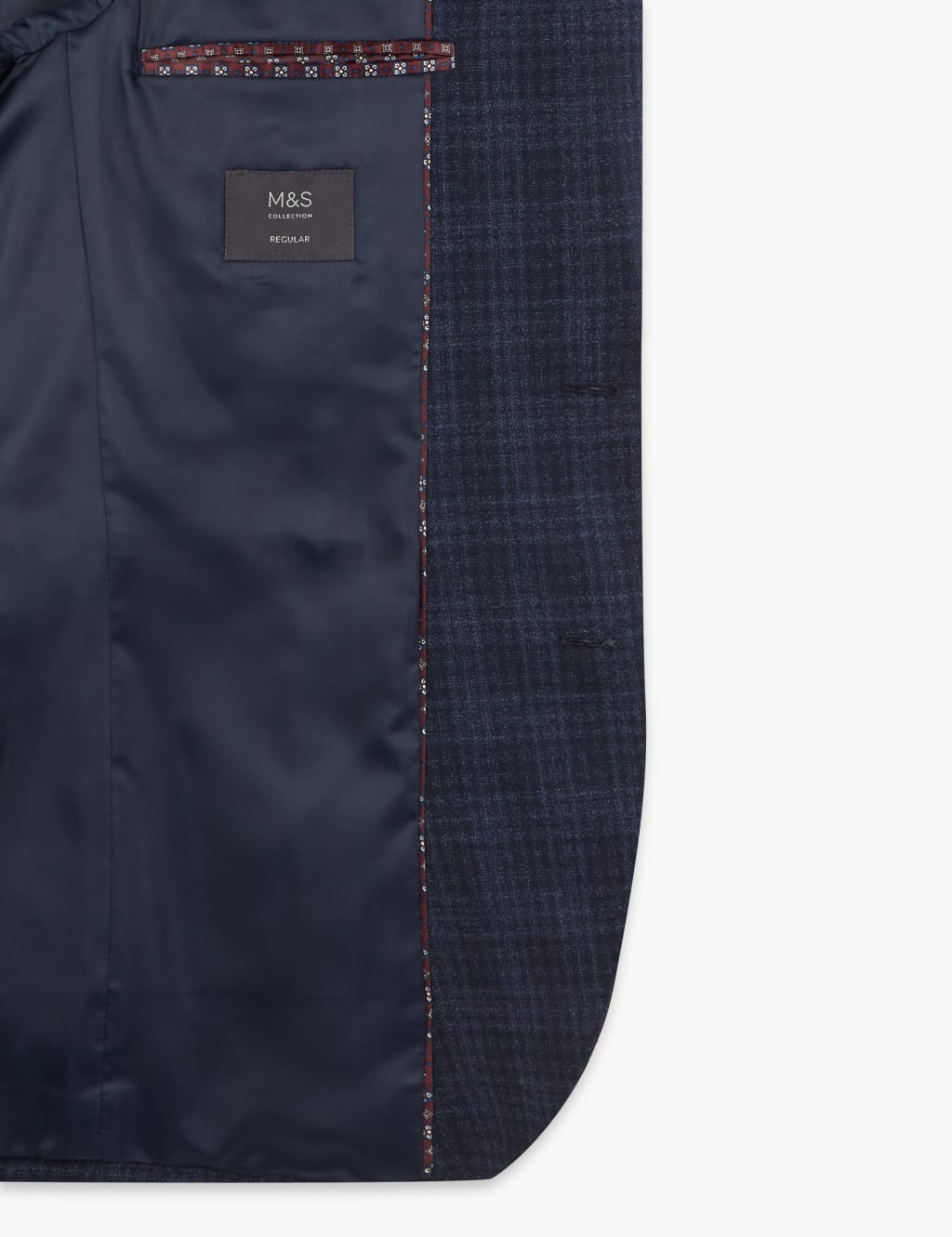 Navy Regular Fit Checked Jacket 7 of 7