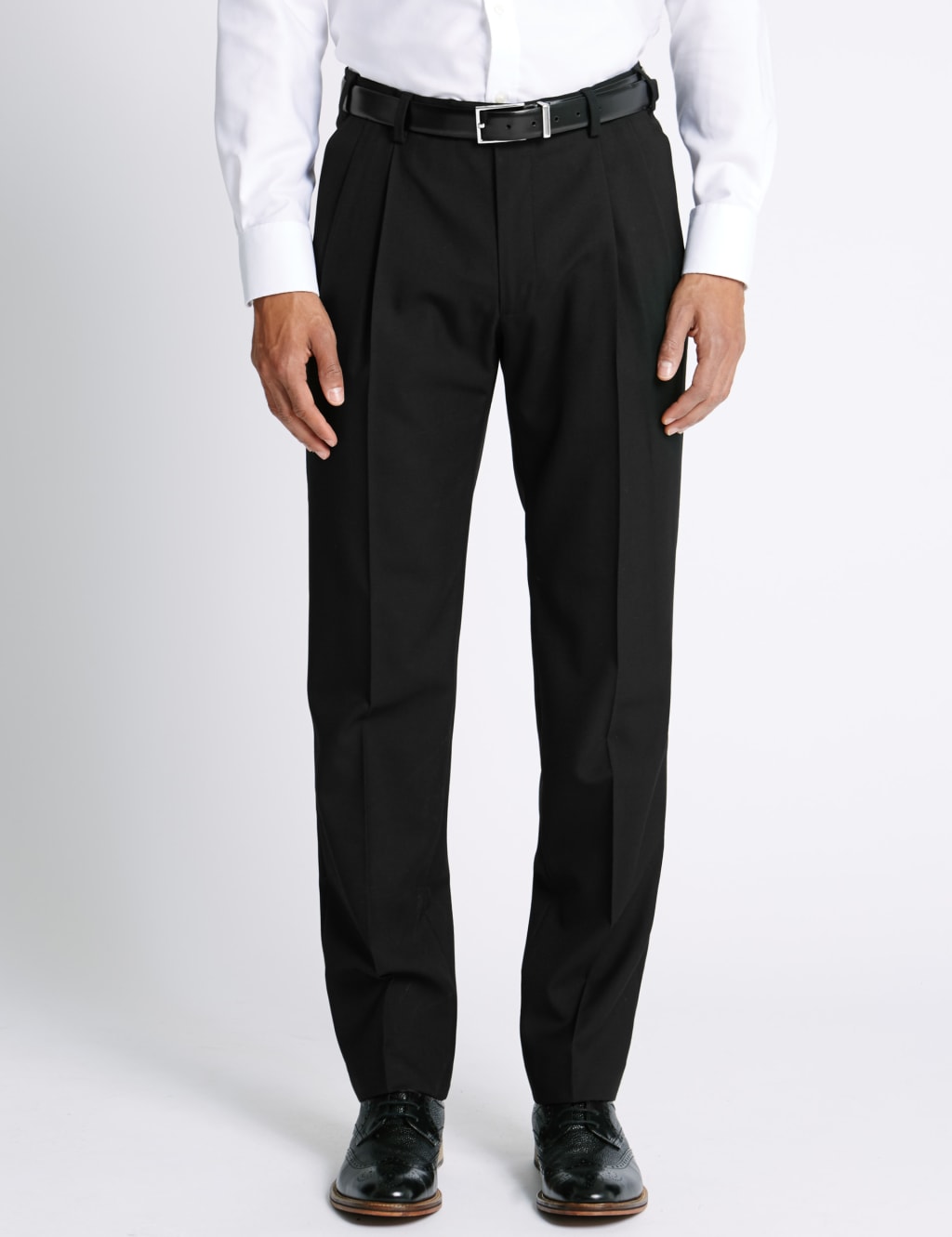 Tailored Wool Blend Twin Pleated Trousers 1 of 3