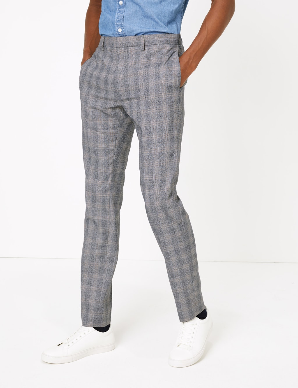 Skinny Fit Checked Stretch Trousers 3 of 6