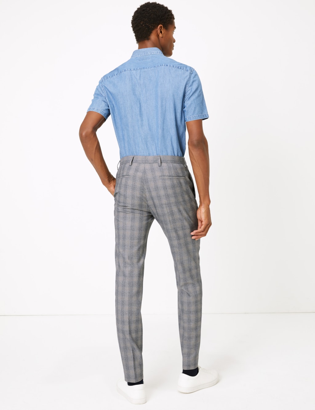 Skinny Fit Checked Stretch Trousers 4 of 6