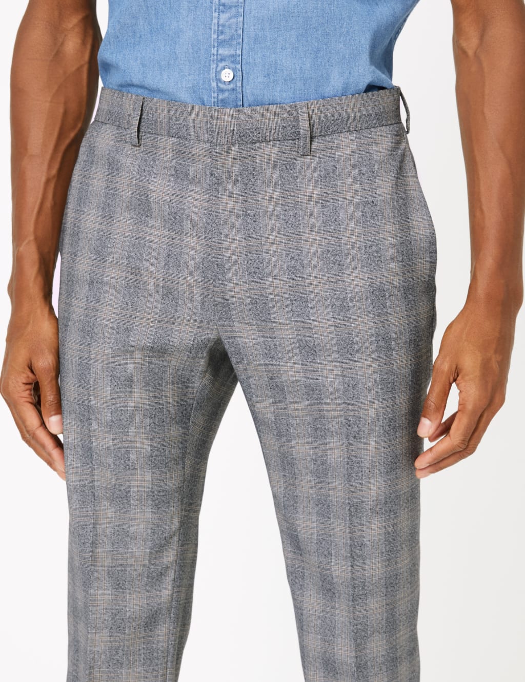 Skinny Fit Checked Stretch Trousers 6 of 6