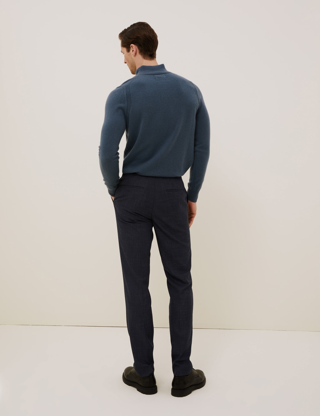 Slim Fit Flat Front Elasticated Trousers 4 of 8