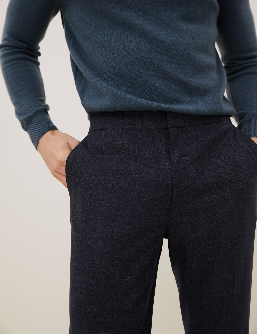 Slim Fit Flat Front Elasticated Trousers 5 of 8