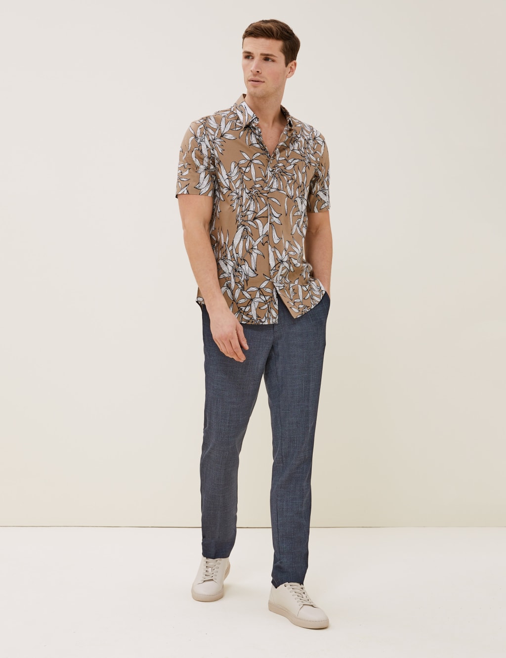 Slim Fit Flat Front Elasticated Trousers 8 of 8